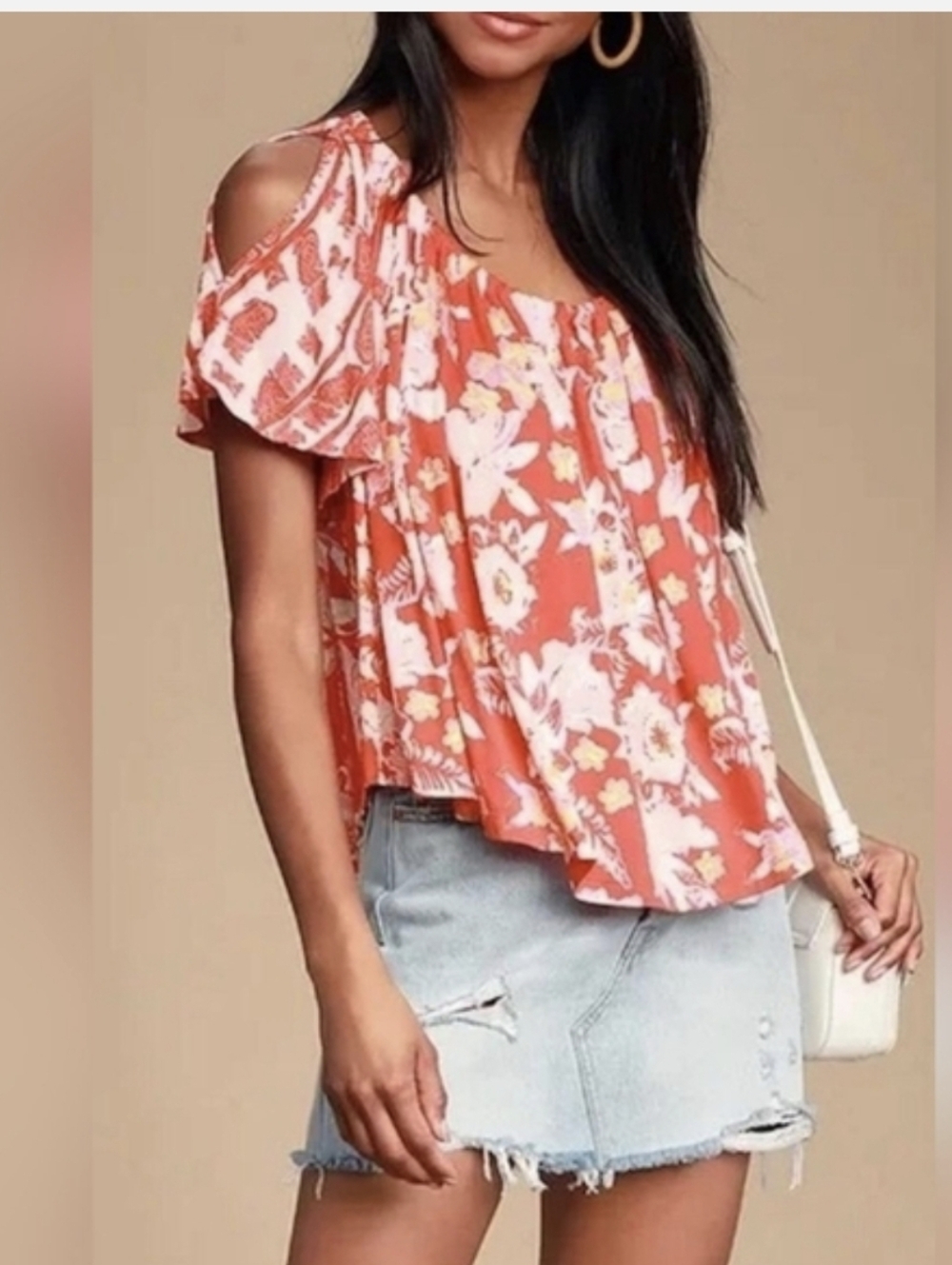 Free people Baja babe cold shoulder blouse S